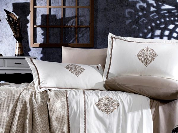 Ensemble de mariée brodé Dowery Adenya Cappucino