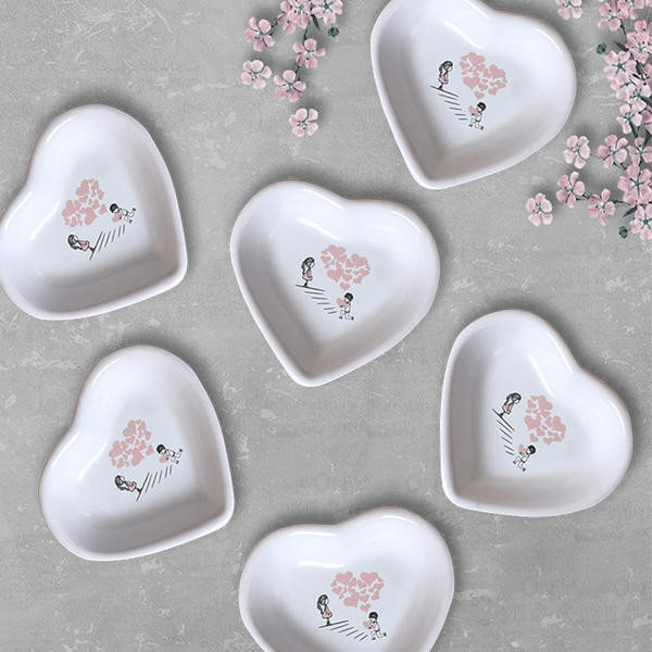 Sweet love coeur rose Cookie 14 Cm 6 pièces | Keramika