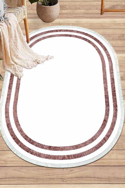 Birkilim Oval Yıkanabilir İpeksi Kaymaz Taban Dekoratif Halı | MLN-IP-O-SD-303