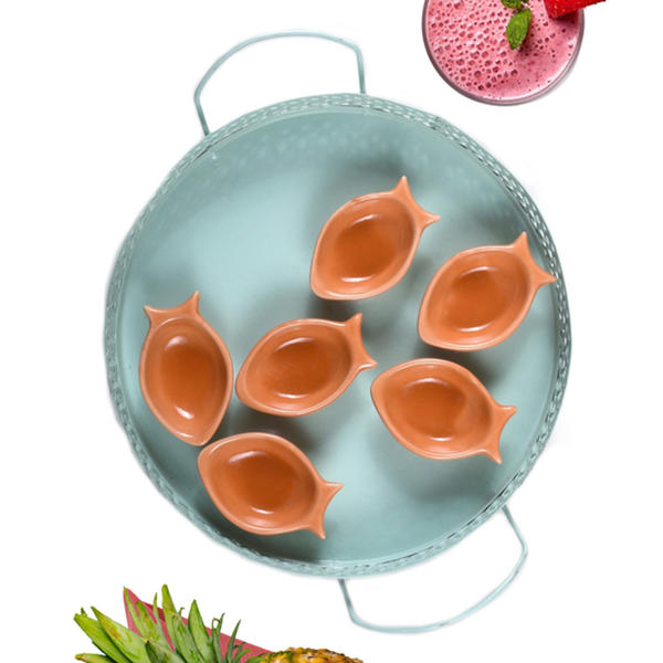 Orange Mini Fish Snack / Sauce 8 Cm 6 Pieces | Keramika