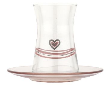 004-01-12 PARÇA KALP DESENLİ PEMBE ÇAY BARDAĞI TAKIMI