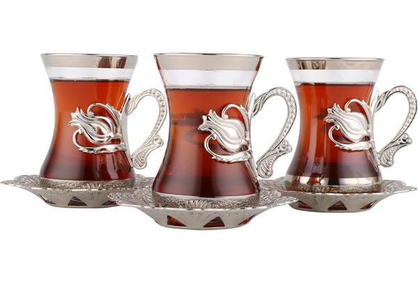 Asia 6'lı Osmanlı Çay Seti | 12 Parça | Gümüş | Asia-0006