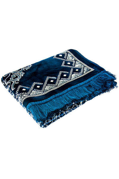 Velvet Prayer Rug Double Plus - Dark Blue Color 02