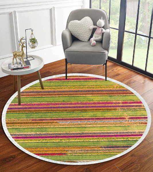 Birkilim Yuvarlak Yıkanabilir Dekoratif Halı İpeksi Kaymaz Taban | MLN-IP-YU-HT-969