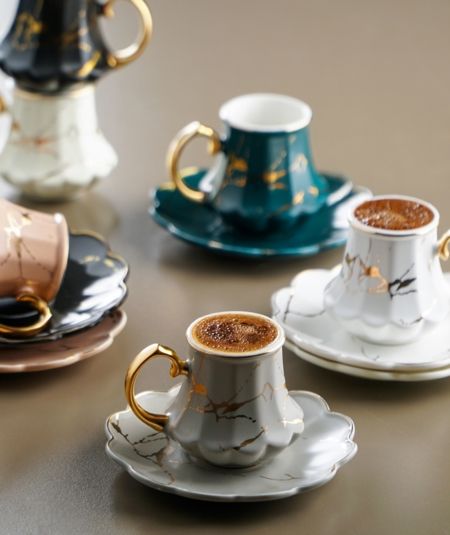 6Lı Porselen Kahve Fincan Takımı