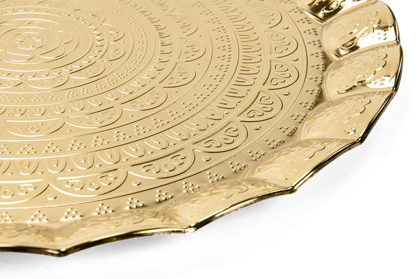 6 Kişilik Dalgalı Yuvarlak Saç Tepsi Gold