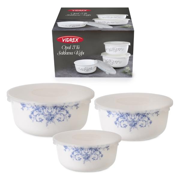 İpek Züccaciye | Blue Opal Plastik Kapaklı 3 Adet Saklama Kabı Seti 19-16-14 cm