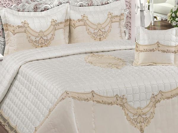 Çeyizlik Kapitone Yatak Örtüsü Napoli Krem