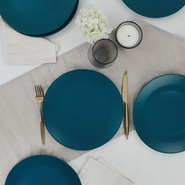 Petrol Mavi Ege Servis Tabağı 25 Cm 6 Adet | Keramika