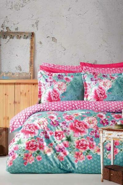 Soley Çift Kişilik Saten Nevresim Takımı - Jayla (Battaniye Hediyeli)