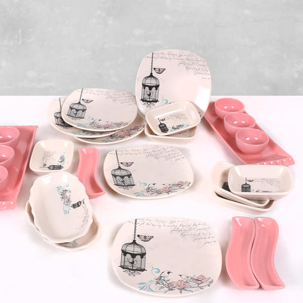 طقم فطور ريترو 25 قطعة لـ 6 | كيراميكا