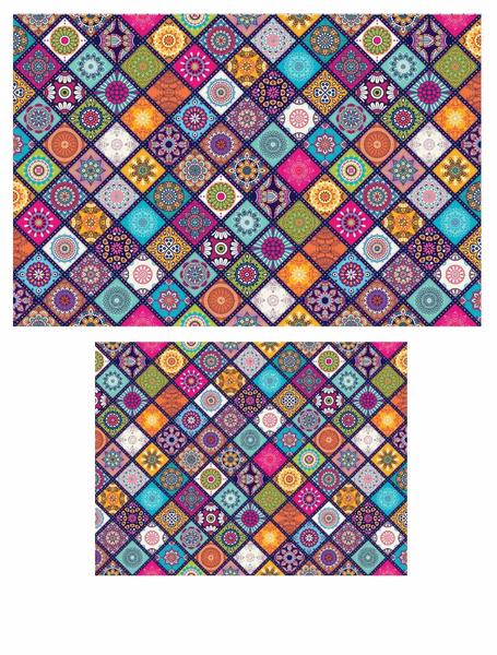 Bayev Karo Çini 2`li Banyo Paspas Seti Klozet Takımı 1814 01