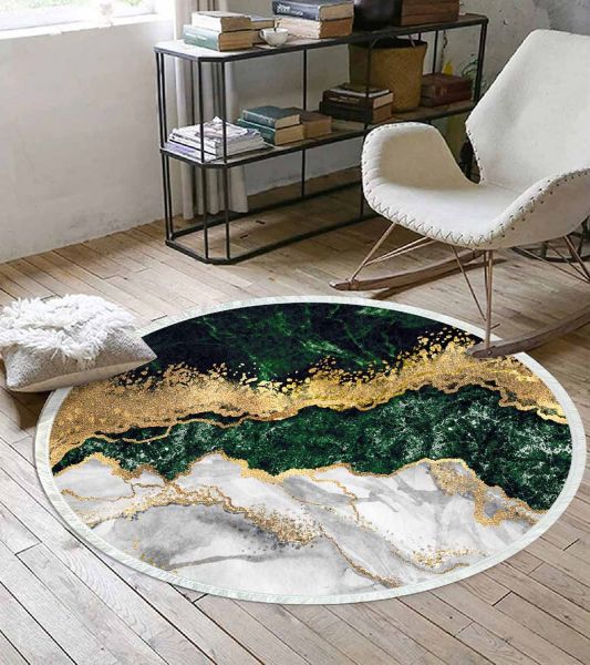 Birkilim Yuvarlak Yıkanabilir Dekoratif Halı İpeksi Kaymaz Taban | MLN-IP-YU-HT-321