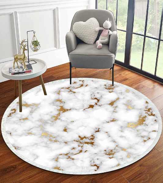 Birkilim Yuvarlak Yıkanabilir Dekoratif Halı İpeksi Kaymaz Taban | MLN-IP-YU-HT-798