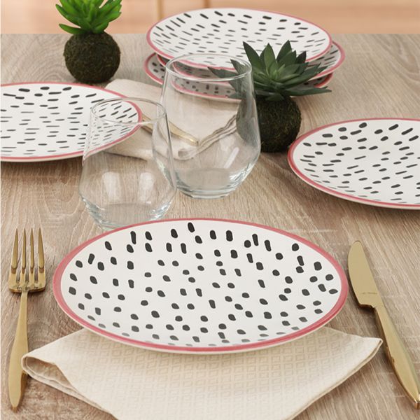 Brush Dots Ege Pasta Tabağı 20 Cm 6 Adet - 20267 | Keramika