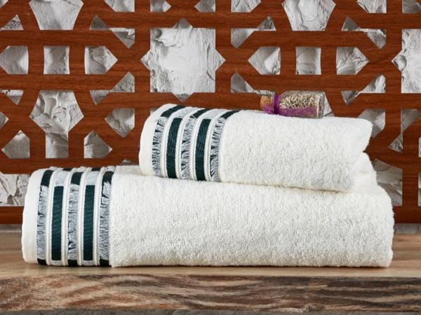 Melek İkili Hamam Takımı Koyu Yeşil Krem