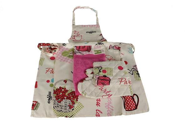 Mutfak Önlüğü Seti Caffe Pink 3 Adet
