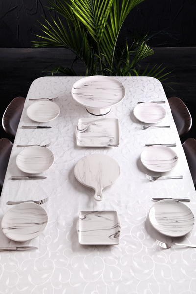 10 Piece Marble Pattern Breakfast & Dinner Set