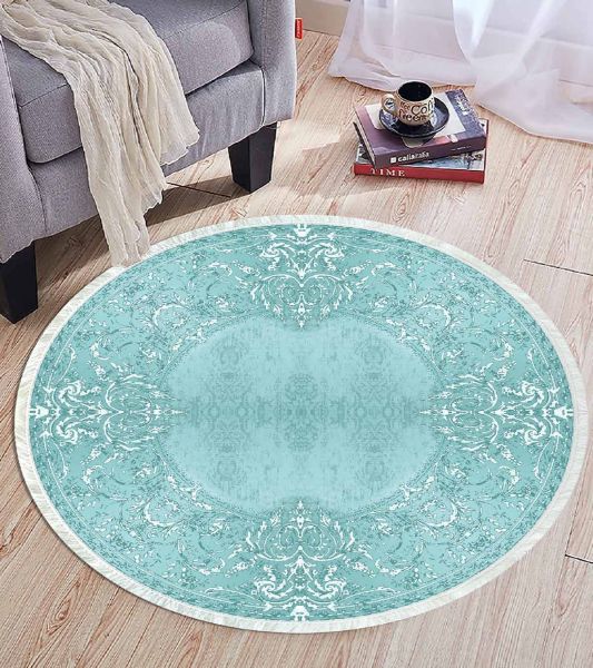 Birkilim Yuvarlak Yıkanabilir Dekoratif Halı İpeksi Kaymaz Taban | MLN-IP-YU-HT-351