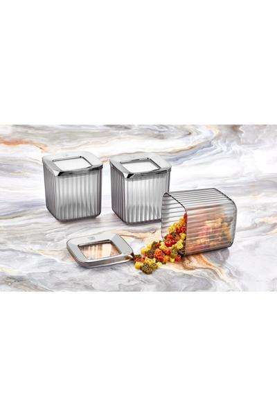 Vip Ahmet 3'lü Kare Şeffaf Saklama Kabı Seti | Füme Rengi Kapak | VIPAHMET-VP-109