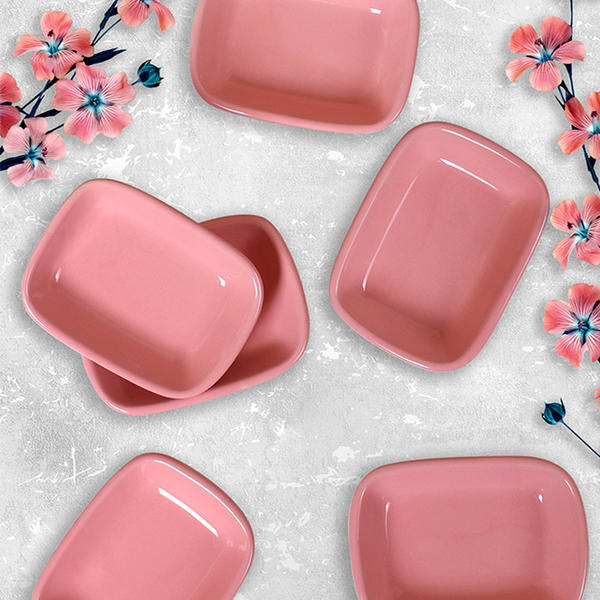 Mat Pembe Çerezlik/Kayık Dikdörtgen 13 Cm 6 Adet | Keramika