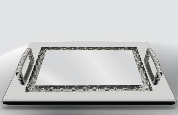 Dekonaz Lüks Aynalı Kristal Taşlı Büyük Boy Tepsi | DTX-DTB-10