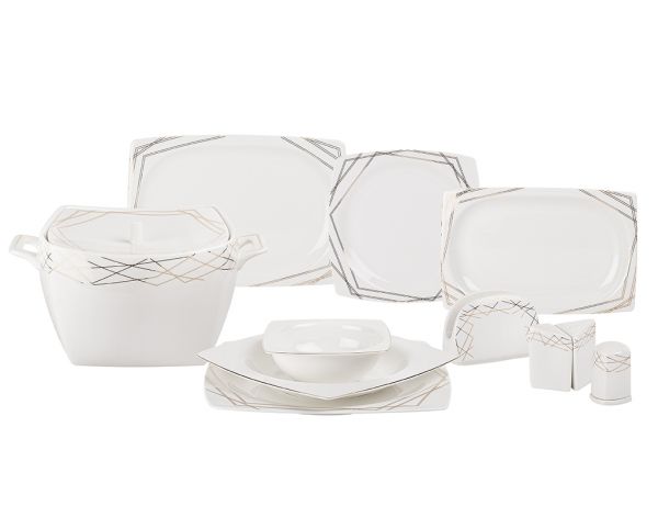 Tantitoni | New Bone Chına Lıne 60 Parça Kare Yemek Takımı