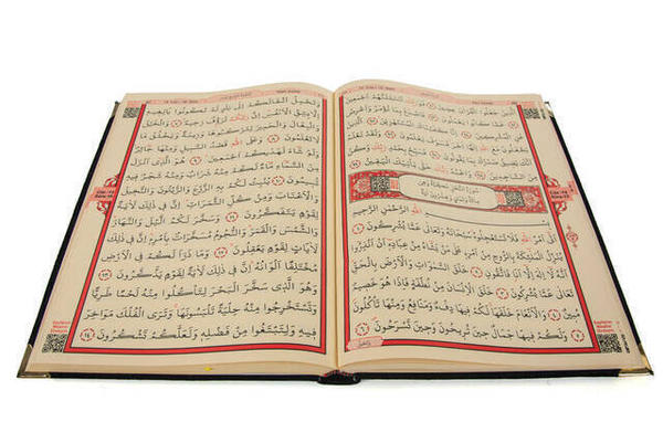 Samtbedeckter Koran - Moscheengröße - Großer Koran - Mit Worten - Computerlinie - Schwarze Farbe