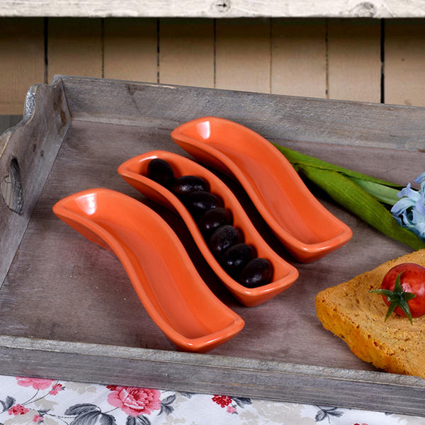 Turuncu İvory Zeytinlik 18 Cm 3 Adet | Keramika