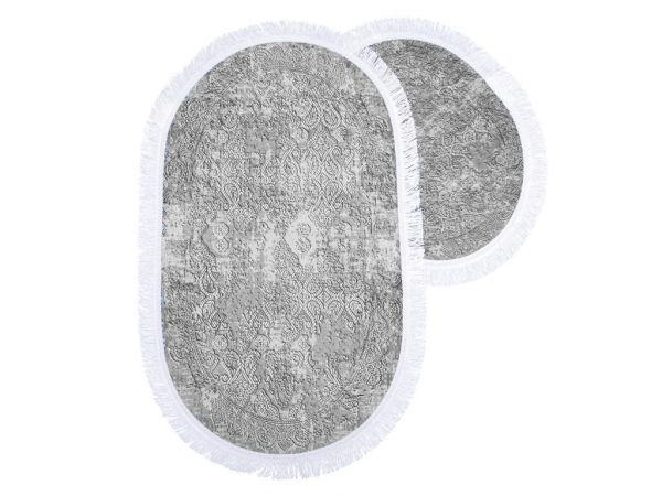 طقم بساط حمام بيضاوي رعوي 2 قطعة رمادي