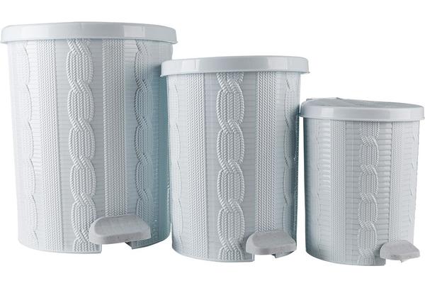 Violet 3'lü Örgülü Çöp Kovası Seti | 861-white