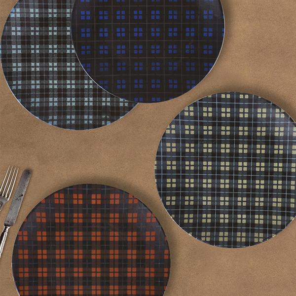 Plaid Service Plate 25 Cm 4 Pieces 18513-14-15-16 | Keramika