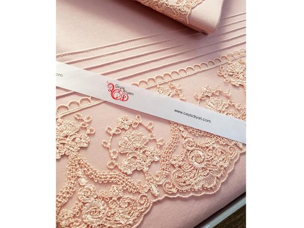 Ensemble de housse de couette Hürrem côtelé à lacets français Powder