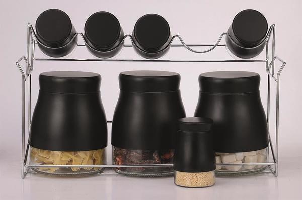 Schäfer Cam Kavanoz Seti 9 Parça Siyah