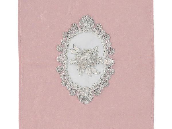 Goncagül Lüx Aplikeli Kadife Runner Pudra