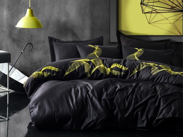 Baumwollbox Satin Doppel-Bettbezug-Set Energy Yellow