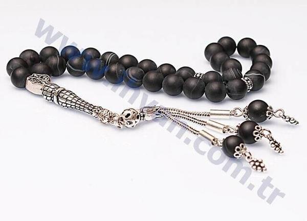 Chapelet en pierre d'agate (925 SET ARGENT 8mm)