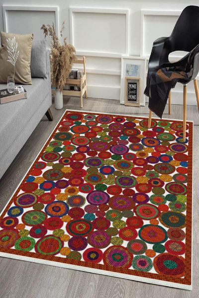 Birkilim waschbarer dekorativer Teppich, seidige, rutschfeste Unterseite | MLN-IP-HS-379