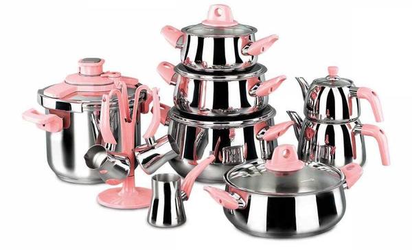 Korkmaz Manolya Hyper Mutfak Çeyiz Seti | 18 Parça | Pembe | A1733