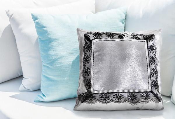 Dematex Yastık Kılıfı Gümüş Siyah 40x40 Dantel