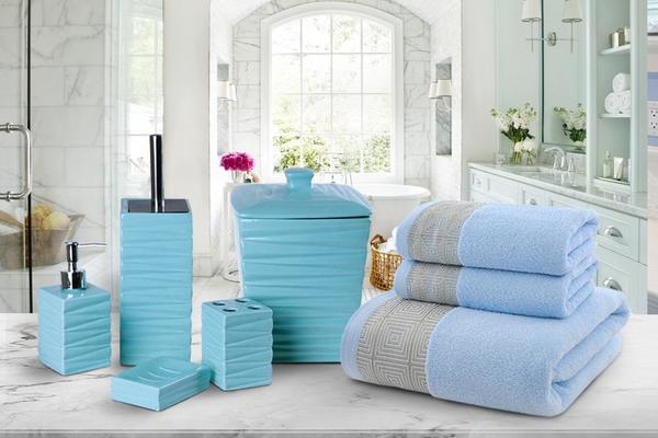 Duygu Classy Banyo Seti 5 Parça Yeşil Turkuaz