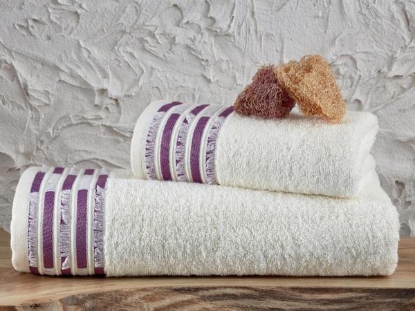 Ensemble de bain double Melek crème lilas