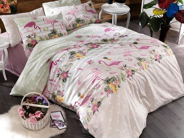 Dowry Land Flamingo Gold Double Duvet Cover Set بودرة