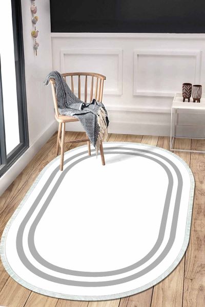Birkilim Oval Yıkanabilir İpeksi Kaymaz Taban Dekoratif Halı | MLN-IP-O-HT-534