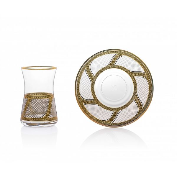 Öz Life | Enza Gold Desenli 12 Parça Çay Seti