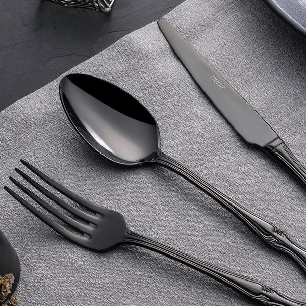 Titanium Lalezar Siyah 89 Parça Deri Kutulu Çatal Kaşık Bıçak Seti