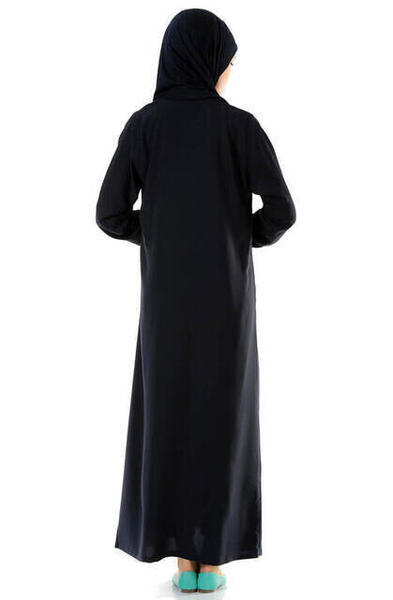 İHVAN 5007-2 Pratik Kendinden Örtülü Lacivert Namaz Elbisesi