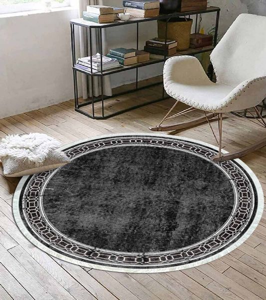 Birkilim Yuvarlak Yıkanabilir Dekoratif Halı İpeksi Kaymaz Taban | MLN-IP-YU-HT-238