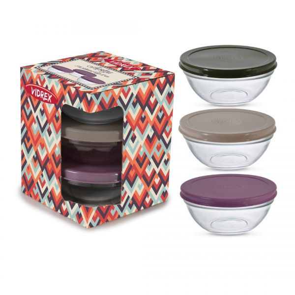 STP-120PK / 3 GLASLAGERUNG. BEHÄLTER 3 LU FARBIGE BOX-12 CM | IPEK-33096