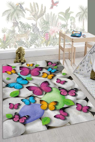 Birkilim Yıkanabilir İpeksi Kaymaz Taban Çocuk Odası Halısı | MLN-IP-HY-1080